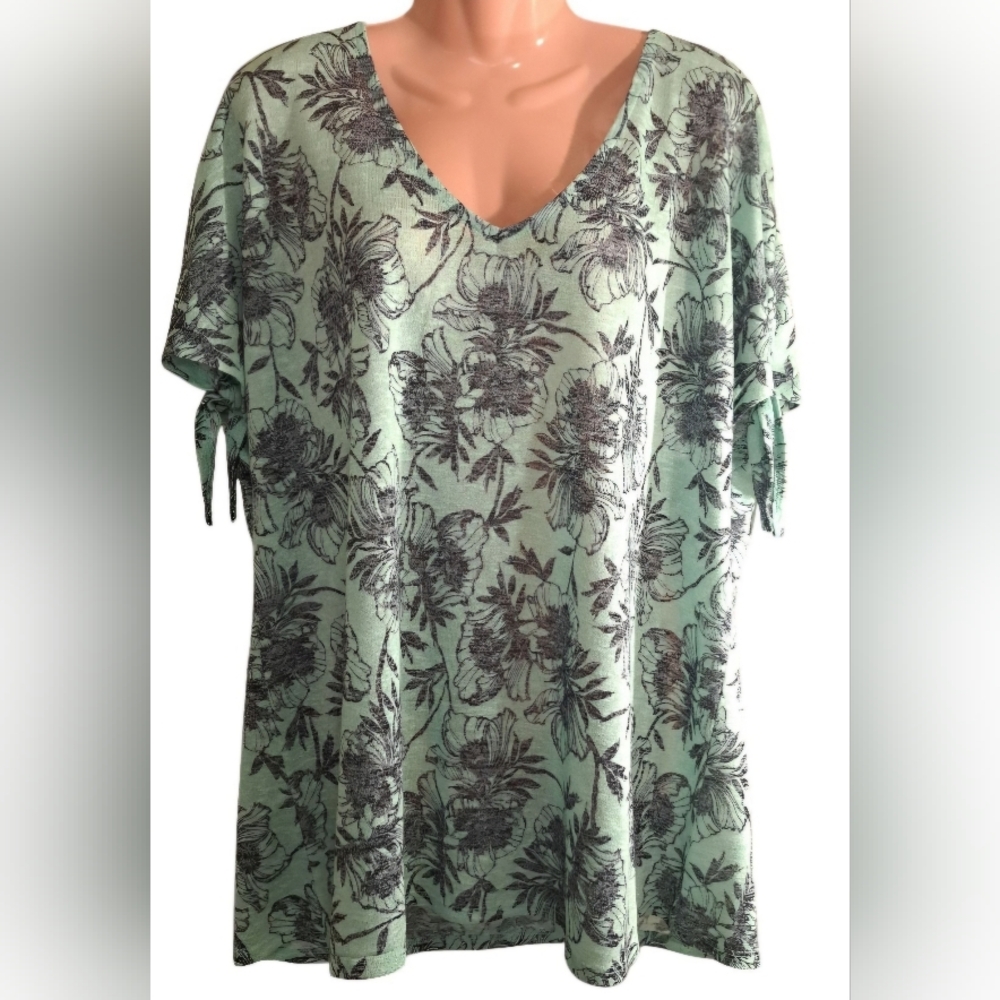 18-20 Plus Size V Neck Lane Bryant Mint Green Short Sleeve Top